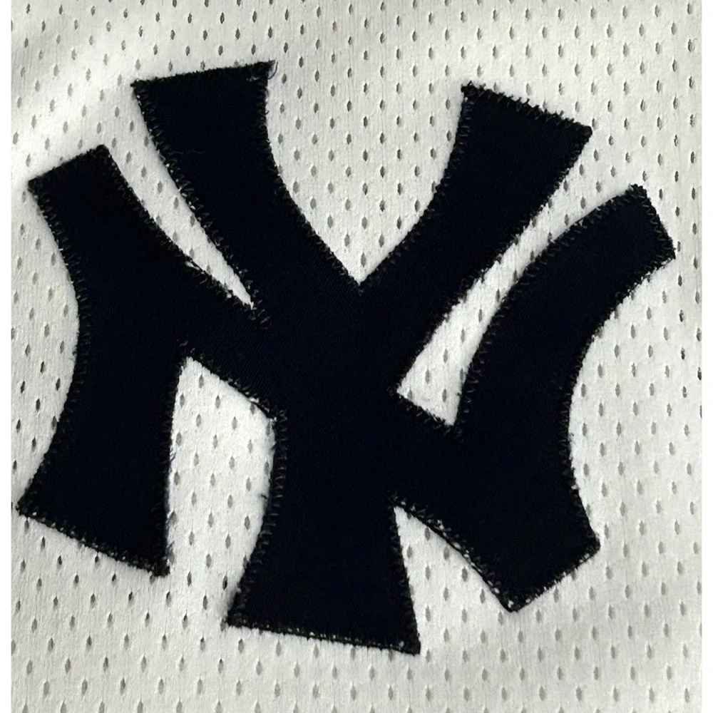 Vtg NY Yankees Majestic Jersey Men's 2X White Mesh MLB Baseball Made In USA Read